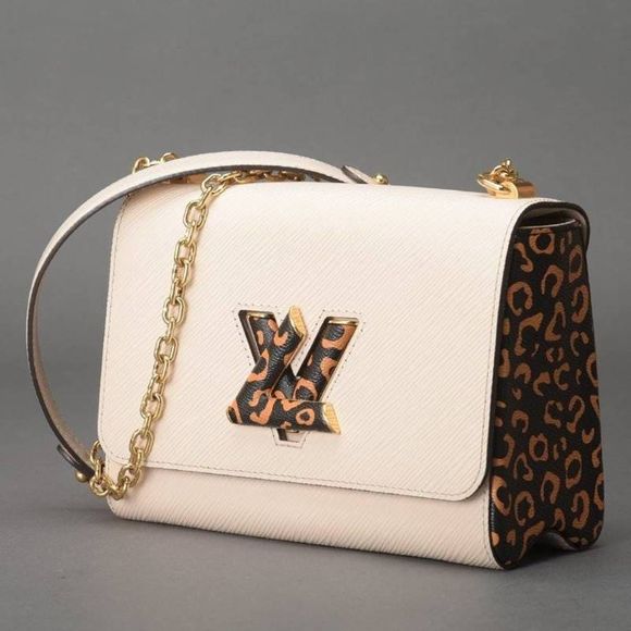 Louis Vuitton Twist MM Chain Shoulder Leopard Epi Leather White Shoulder Bag - Picture 2 of 6